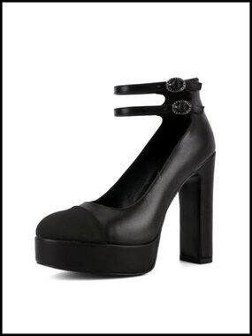 Chunky Heel Mary Jane Pumps with Ankle Strap Dress Shoes for Wedding Work Party